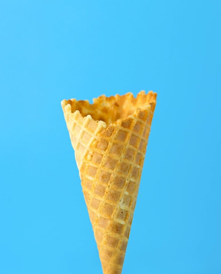 An empty ice cream cone