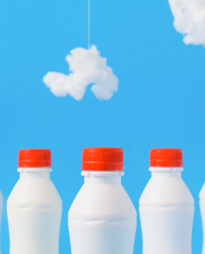 Milkbottles in a line