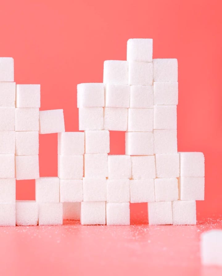 Sugar cubes stacked up