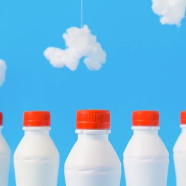 Milkbottles in a line